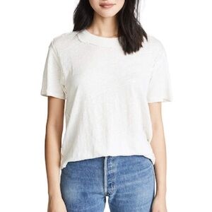 IRO Masso Tee Stitches Deconstructed Short Sleeve 100% Linen Off-white Cream